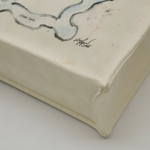 CHANEL Coco Mark Tote Bag Large Shoulder Canvas Ivory 6069 - Picture 4 of 8